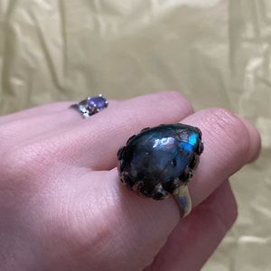 Large labradorite silver ring